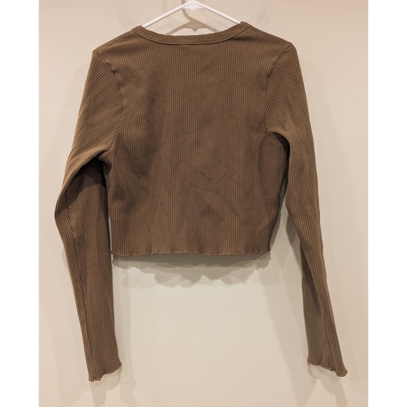 Good American Essential Ribbed Cardigan in Sepia Size XL - Picture 5 of 10